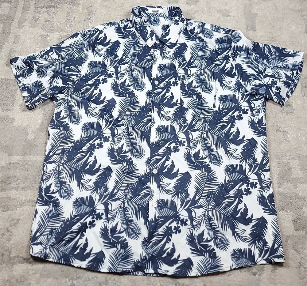 NWOT Coofandy Men's Hawaiian Short Sleeve Button Down Tropical Print Shirt Sz XL